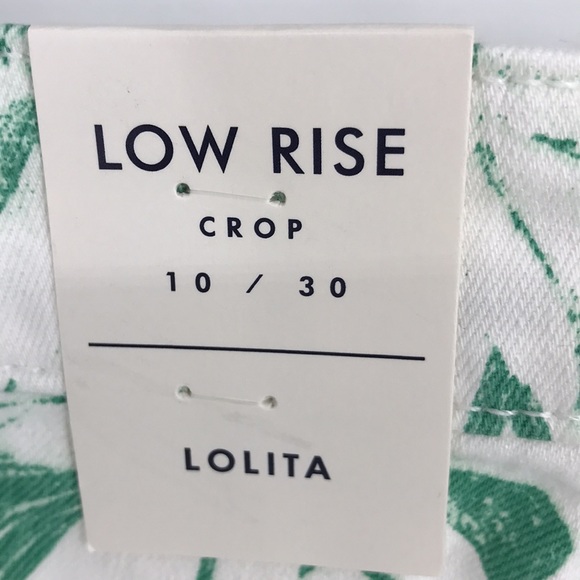 NEW Lucky Brand Low Rise Crop Jeans Palm Green/ White Tropical Print Sz 10/30 - Picture 10 of 14